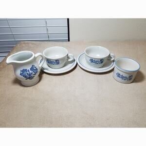Pfaltzgraff Yorktowne Teacup Saucer Creamer Dip Bowl USA Dinnerware x6 Vintage
